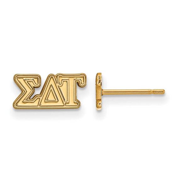 14K Plated Silver Sigma Delta Tau XS Greek Letters Post Earrings - Picture 1 of 3